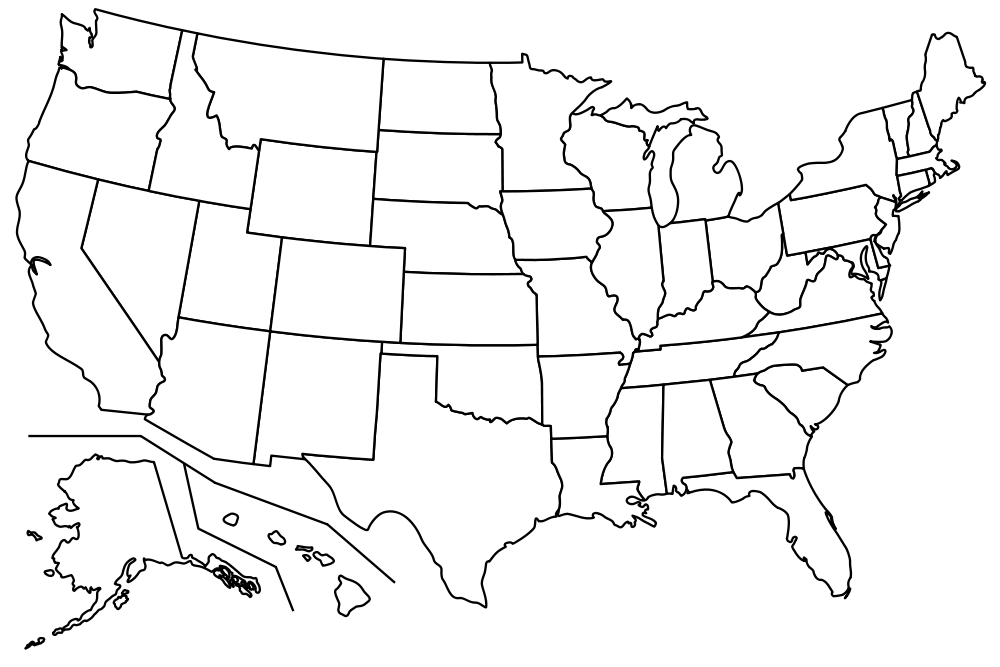 US map with borders